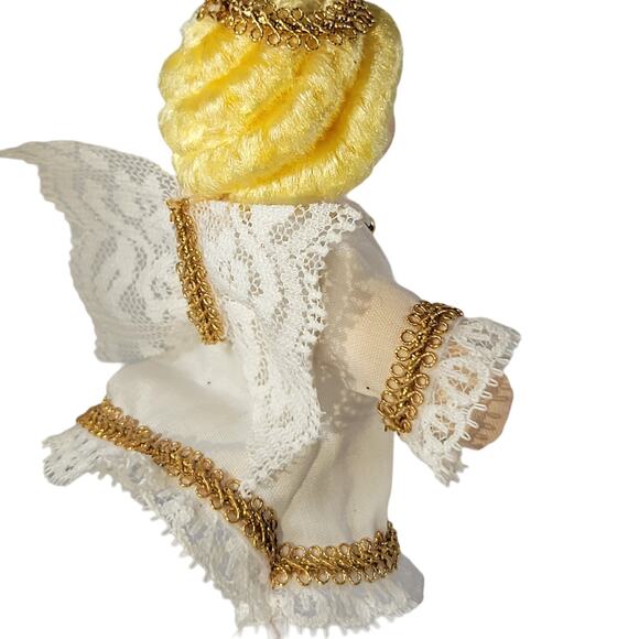 Vintage Angel Doll Ornament with Lace and Gold Trim - Picture 9 of 14